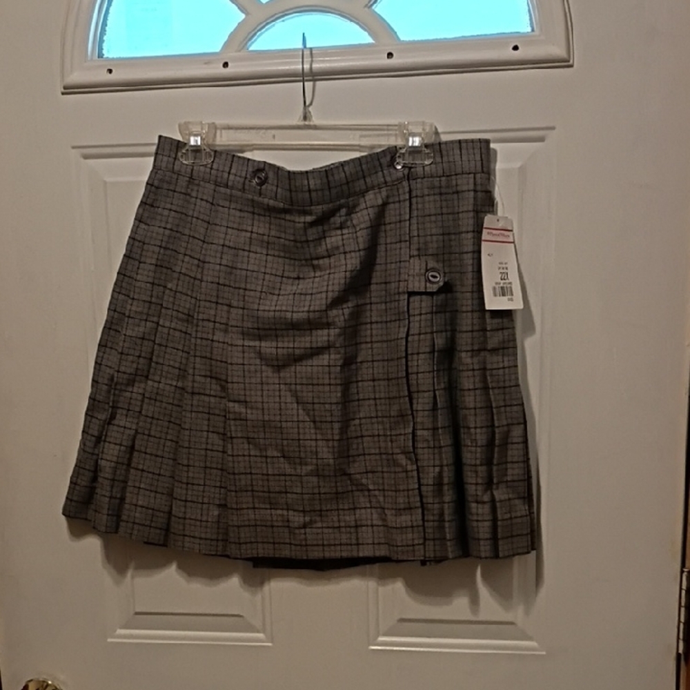 Chic Gray Plaid Wrap Around Mini Skirt Teen 22X Kilt